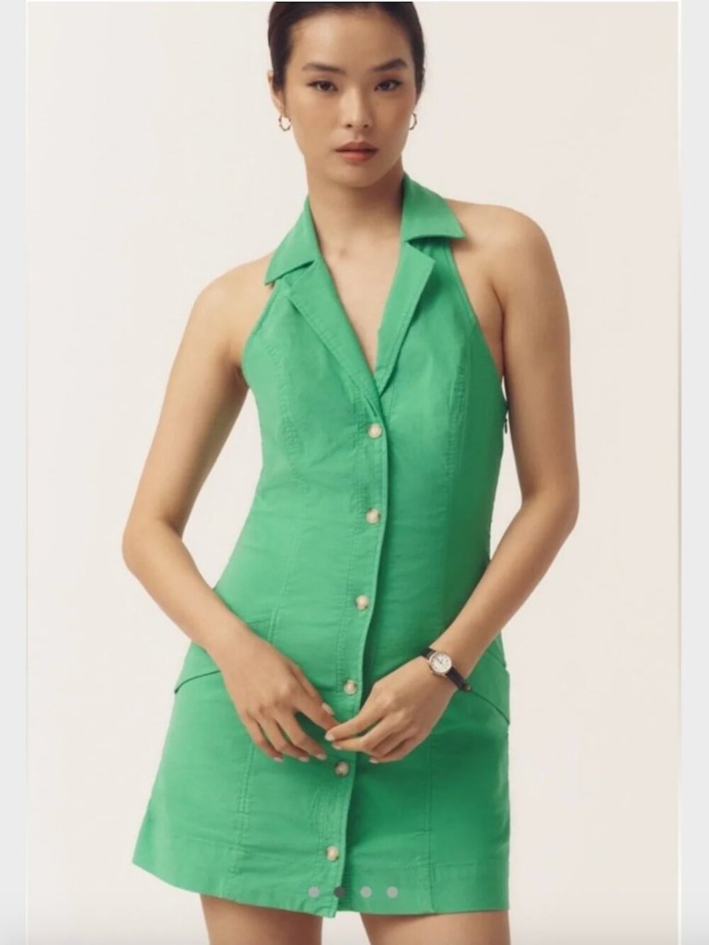 Anthropologie Maeve NWT Amelia Collared Mini Dress in Green - Size S